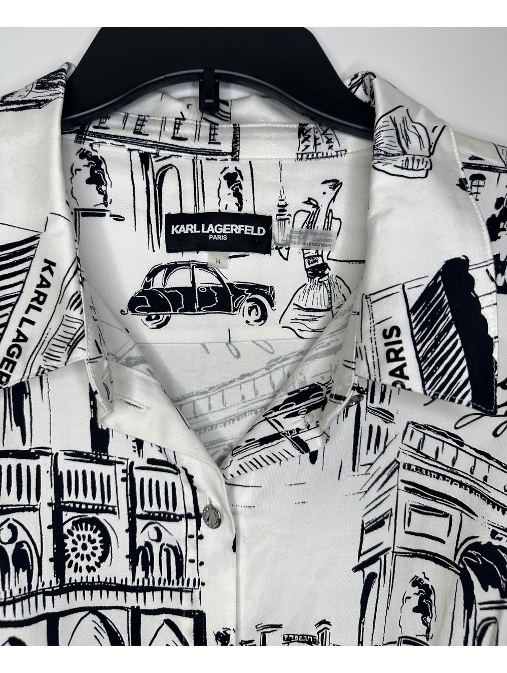 Karl Lagerfeld Paris Women's Printed Shirt Dress with Belt Size 14